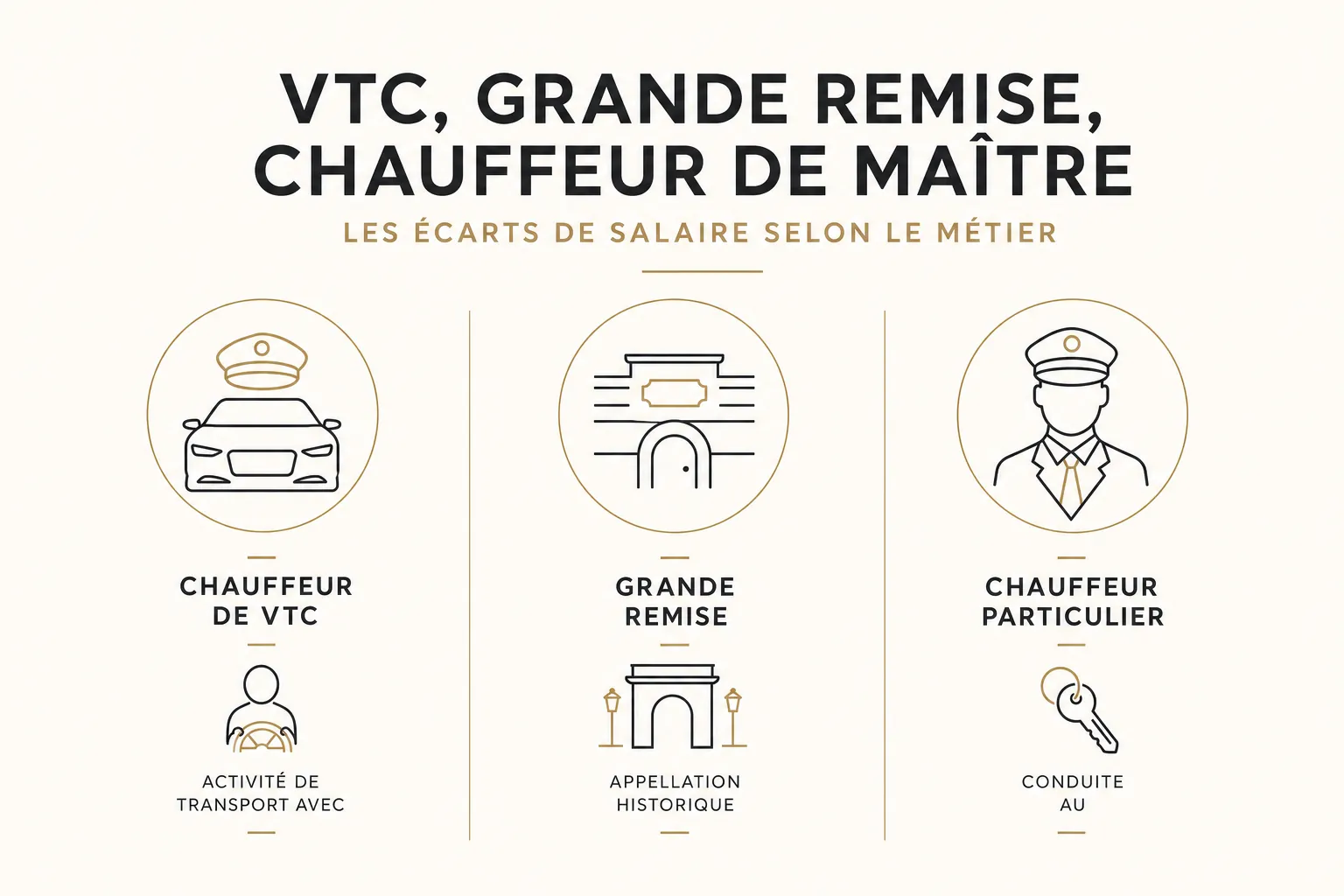 Infographie : VTC, grande remise, chauffeur de maître : les écarts de salaire selon le métier
